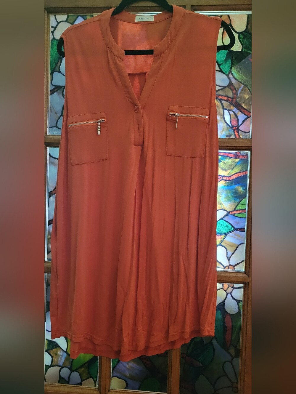 Sleeveless Tunic Top in Rust #32